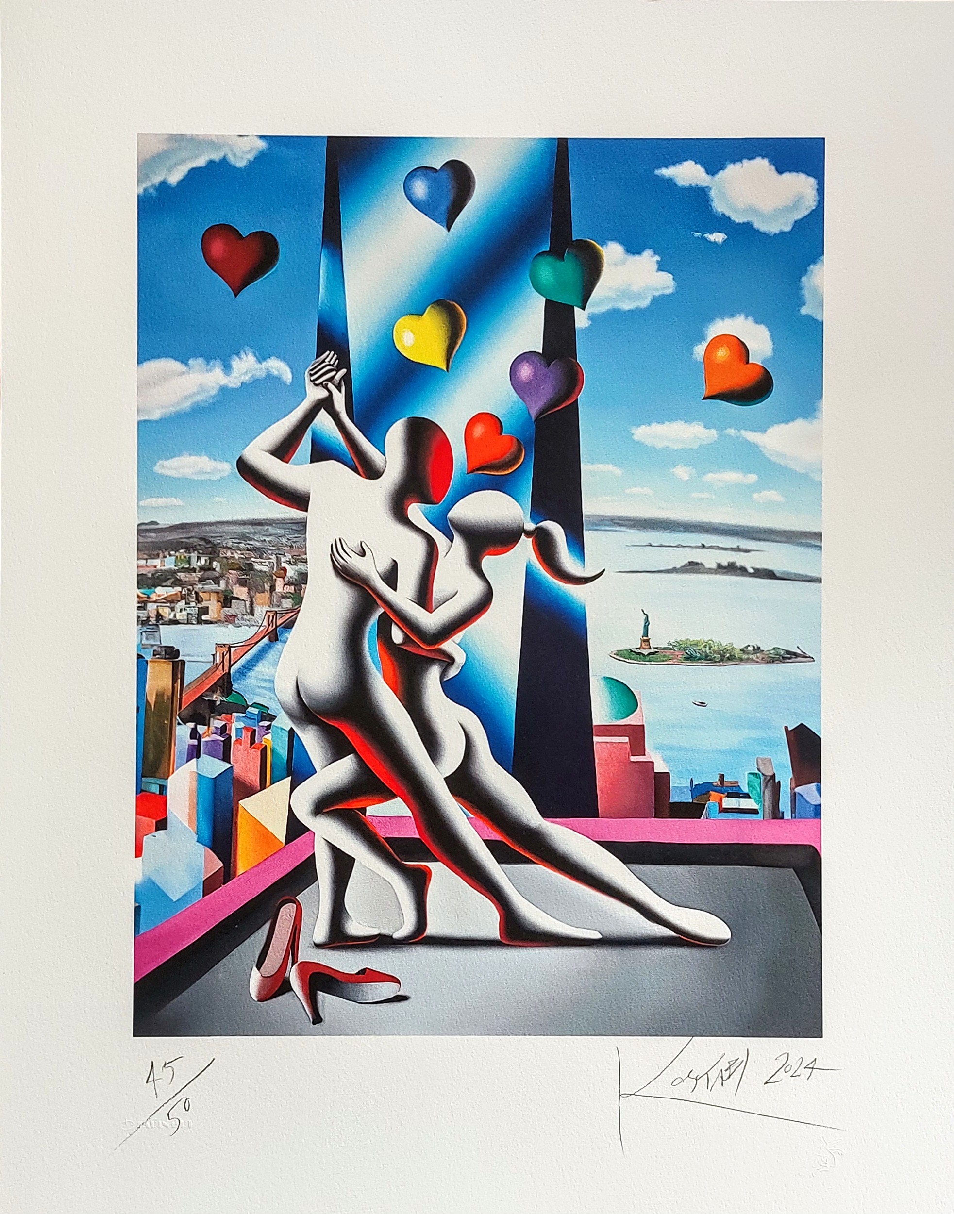 City of dreams Mark Kostabi serigrafia cm 63x80 cm