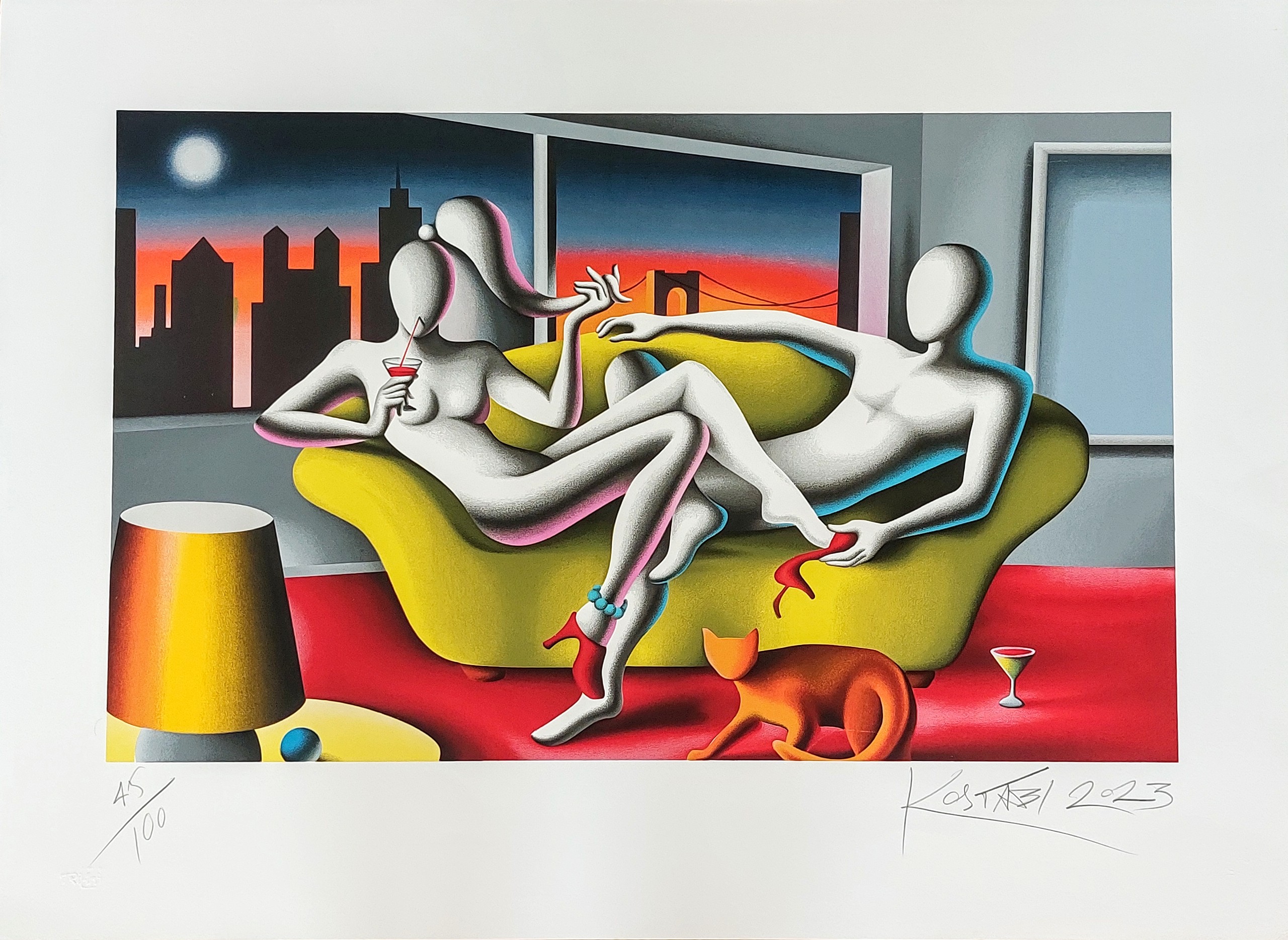 Perfection at twilight Mark Kostabi 99x72 cm