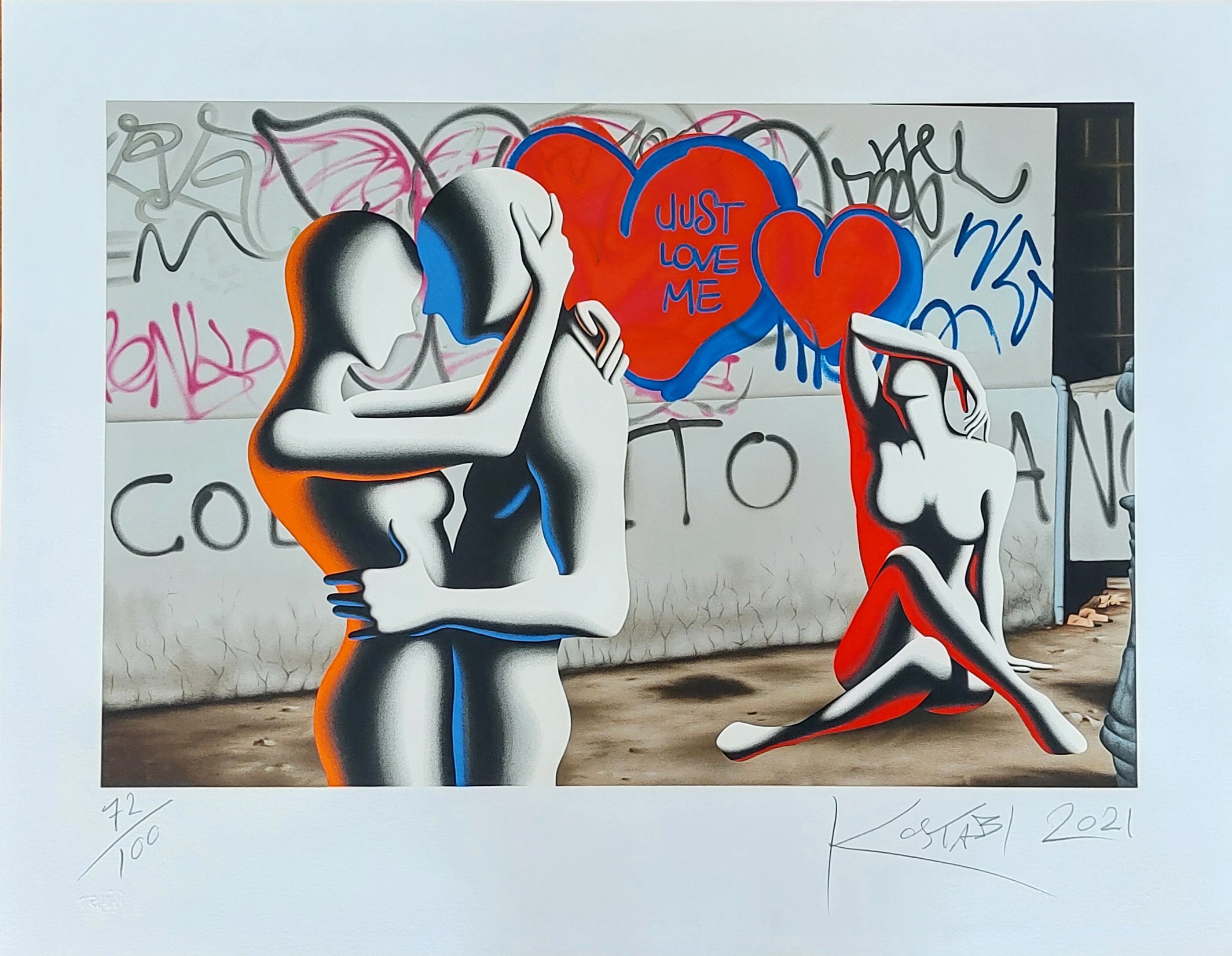 Just love me Mark Kostabi 90x70 cm