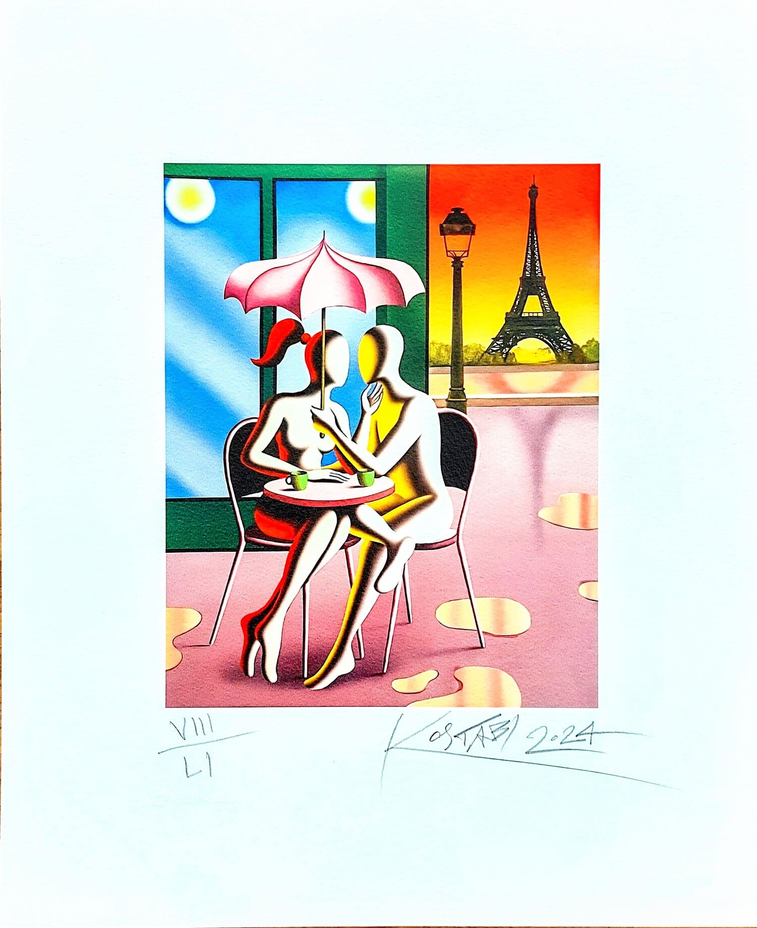 Mark Kostabi fine art giclèe cm 42x51 Cafè mon amour