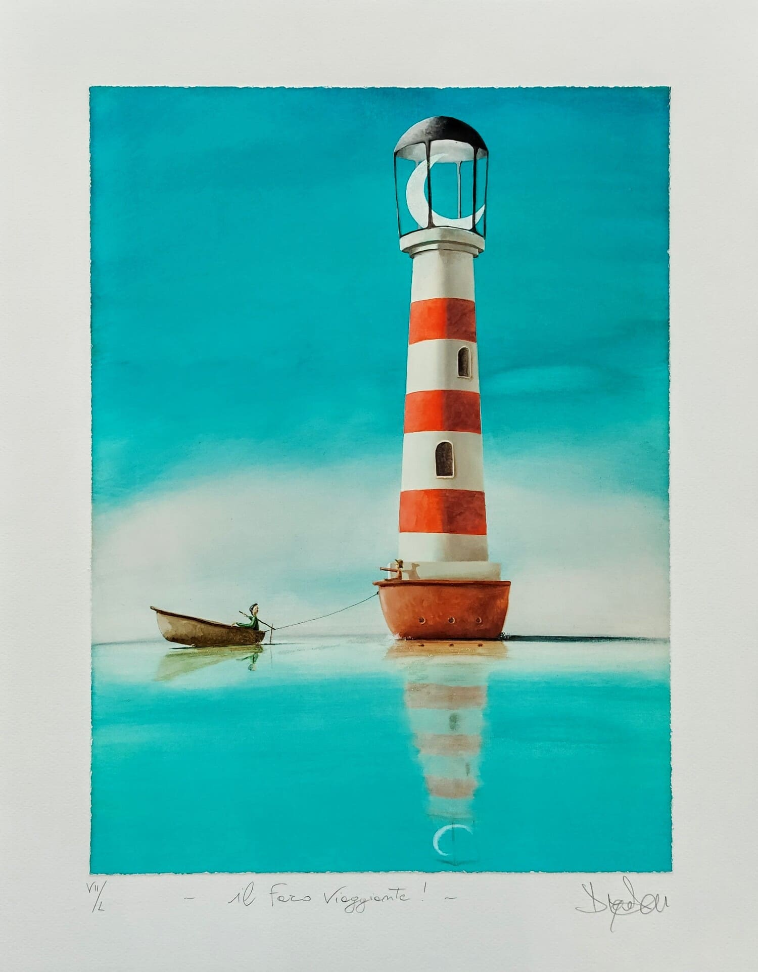 Diego Santini fine art giclèe cm 40x50 Il faro viaggiante