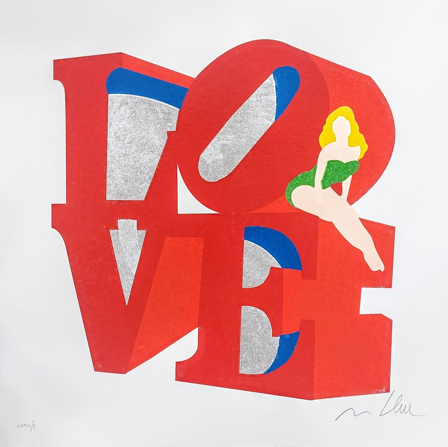 Marco Lodola serigrafia Love cm 30x30