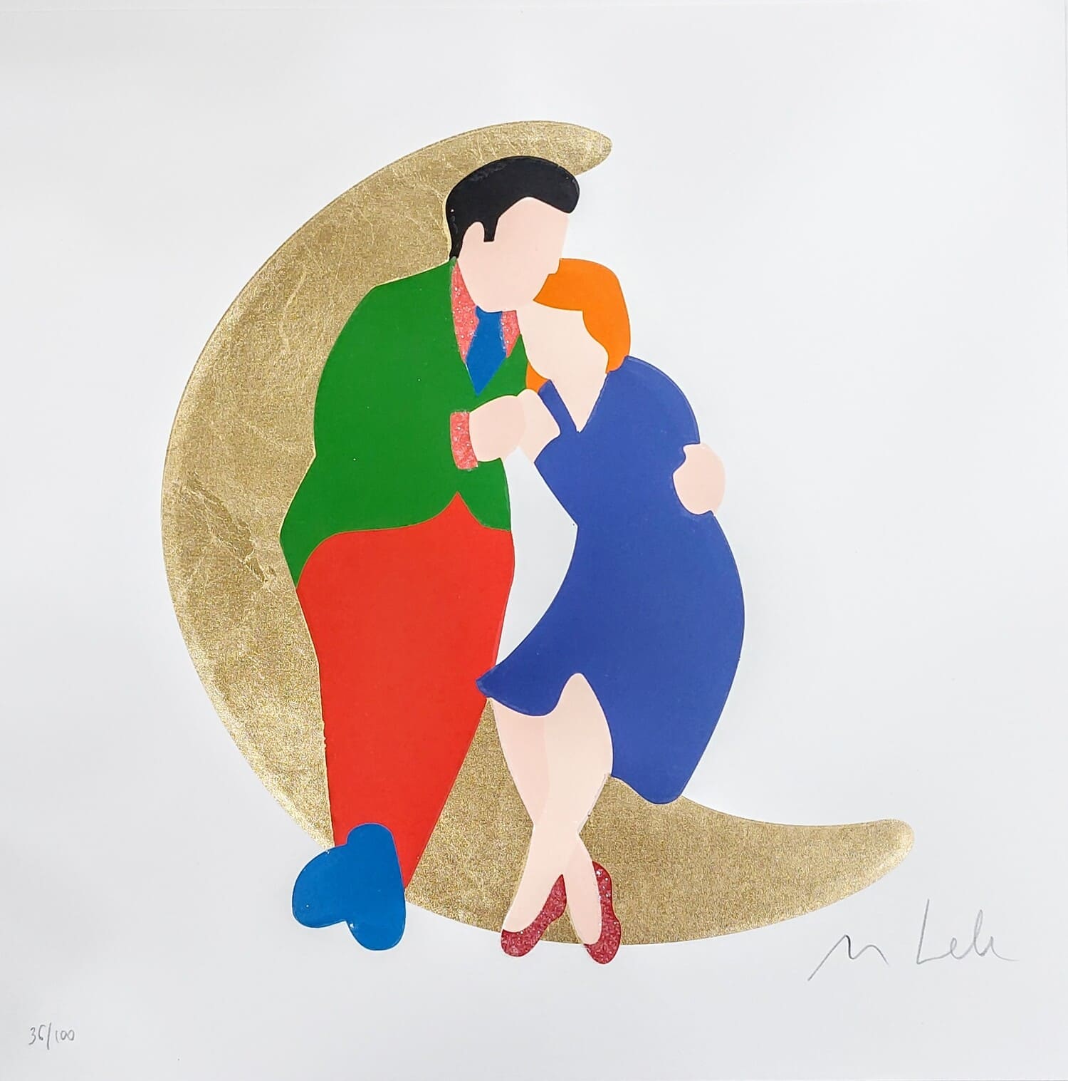 Marco Lodola serigrafia 30x30 cm Honeymoon