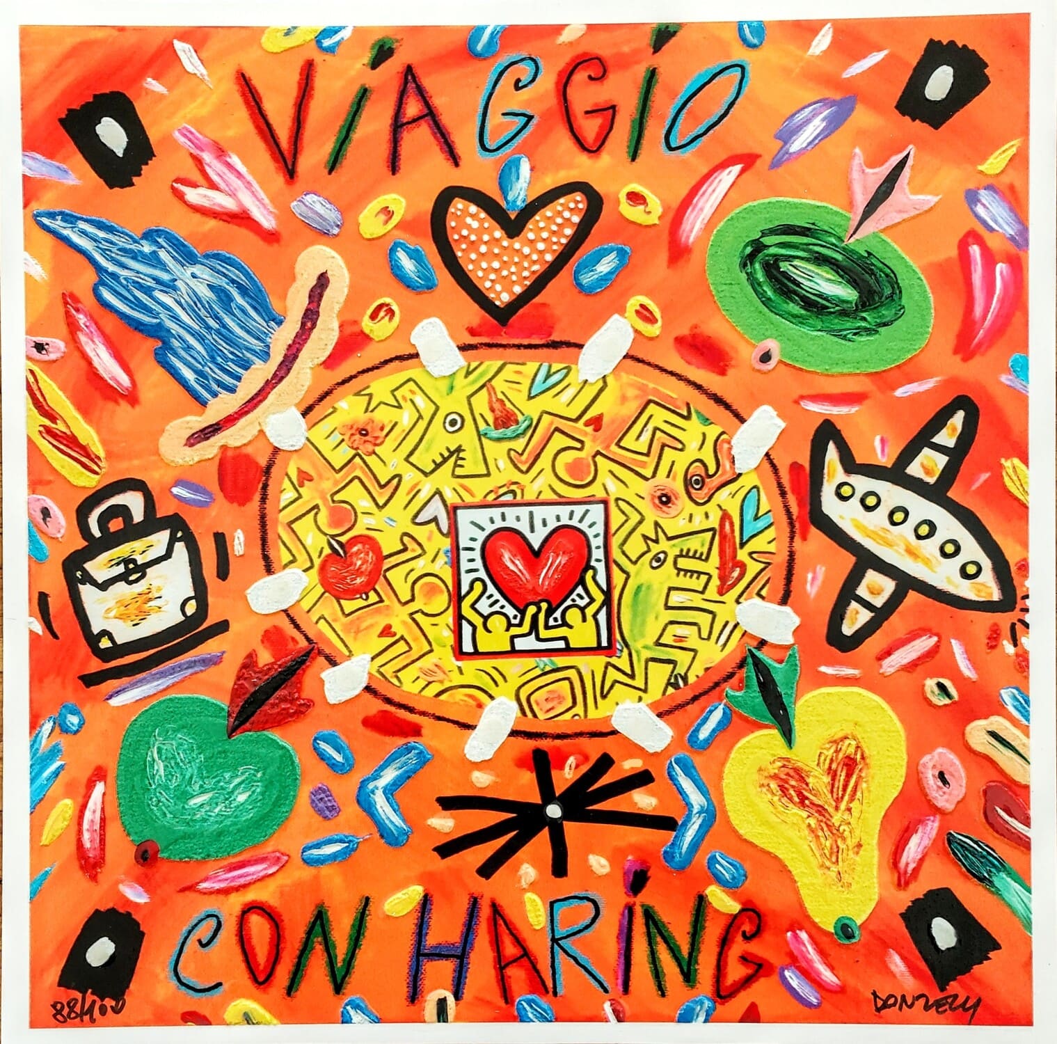 Bruno Donzelli Viaggio con Haring serigrafia cm 40x40